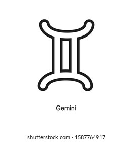 Gemini linear icon vector on white background. Black icon illustration