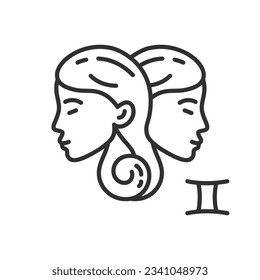 Gemini, linear icon. Zodiac sign. Line with editable stroke