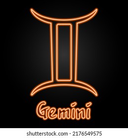 Gemini neon sign, modern glowing banner design, colorful modern design trends on black background. Vector illustration.