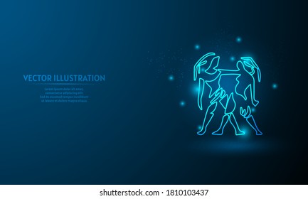 Gemini On Blue Abstract Background Simple Stock Vector (royalty Free 