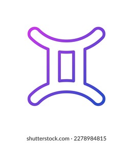 Gemini pixel perfect gradient linear vector icon. Zodiac air element. Astrological sign twins. Horoscope prediction. Thin line color symbol. Modern style pictogram. Vector isolated outline drawing
