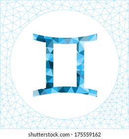 Gemini. Polygonal geometric air zodiac sign.