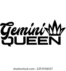 gemini queen black vector graphic design and cut file