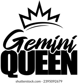 gemini queen black vector graphic design and cut file