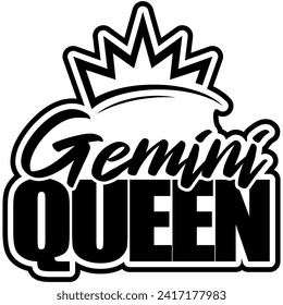 gemini queen black vector graphic design and cut file