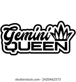 gemini queen black vector graphic design and cut file