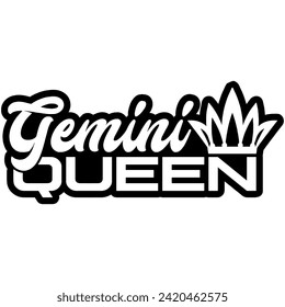 gemini queen black vector graphic design and cut file