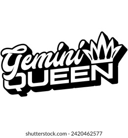 gemini queen black vector graphic design and cut file