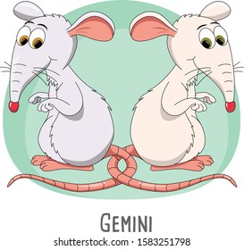 Gemini rat zodiac sign 2020 vector