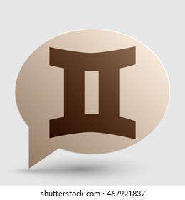 Gemini sign. Brown gradient icon on bubble with shadow.