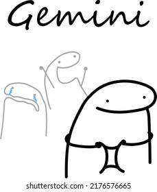 gemini sign flork meme ilustration vector