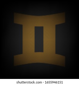 Gemini sign. Icon as grid of small orange light bulb in darkness. Illustration.