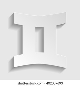 Gemini sign. Paper style icon