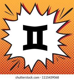 Gemini sign. Vector. Comics style icon on pop-art background.