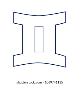 Gemini sign. Vector. Flat style black icon on white.