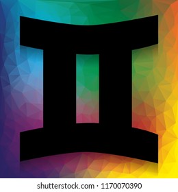 Gemini sign. Vector. Flat style black icon on white.