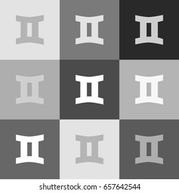Gemini sign. Vector. Grayscale version of Popart-style icon.