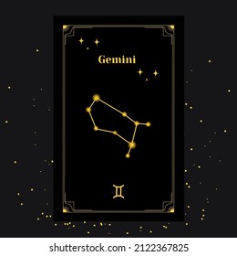 Gemini Signs, Zodiac Background. Beautiful vector images in the middle of a stellar galaxy with the constellation