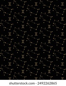 Gemini star pattern with objects. trendy digital printing varian meter texture fabric wallpaper background surface astrology sky sciences eps 10 vector