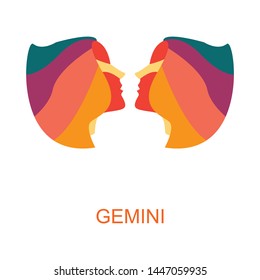 Gemini star sign with different colors on white background. Vector horoscope zodiac star icon.Vector astrology sign.