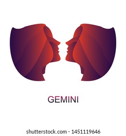 Gemini star sign with different colors on white background. Vector horoscope zodiac star icon.Vector astrology sign.