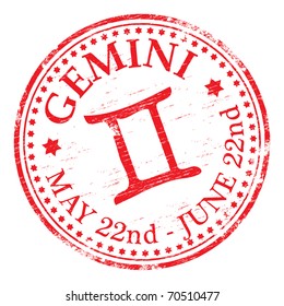 "GEMINI" Star sign rubber stamp illustration