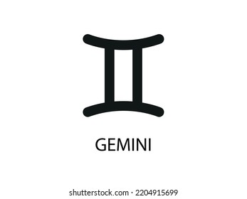 Gemini Symbol of the Horoscope. Zodiac Sign. Vector illustration of black Astrological signs 
for calendar, horoscope isolated on a background 
