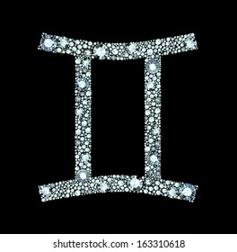 Gemini symbol made of gems