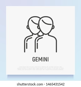 Gemini thin line icon.  Modern vector illustration of astrological sign for horoscope.