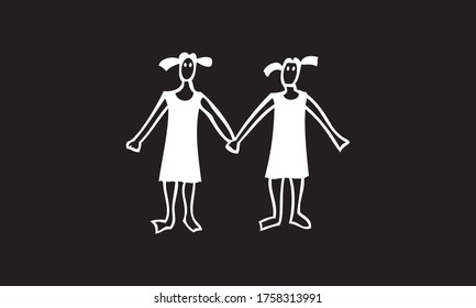 Gemini Twins icon logo isolated on black background sign symbol vector illustration white style Zodiac sign vintage design 