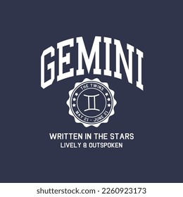 Gemini Varsity Horoscope Zodiac Sign Graphic