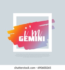 I'm Gemini. Vector clip-art text template, poster design. Motto, label, text. Compatible wtih PNG, JPG, AI, CDR, SVG, PDF and EPS. svg