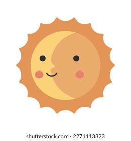 Gemini vector illustration. Cute zodiac sign round icon. Moon and sun symbol. Isolated.