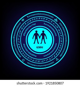  Gemini vector illustration with a magic ring looks energetic.