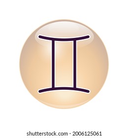 Gemini. vector illustration.  round symbol on a white background. icon, fiery zodiac sign.