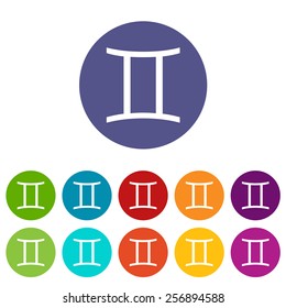 Gemini web flat icon in different colors. Vector Illustration 