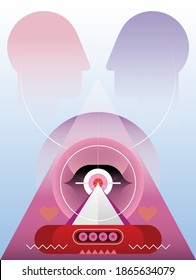 Gemini Zodiac astrological sign abstract modern art vector illustration.