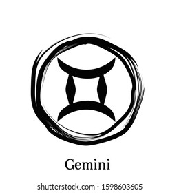 Gemini Zodiac circle symbols. Astrology constellation vector illustration.