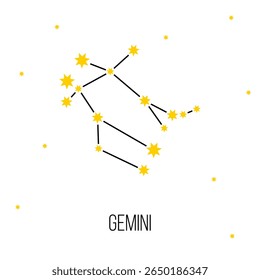 gemini zodiac constellation sign, astrology vector symbol on white background