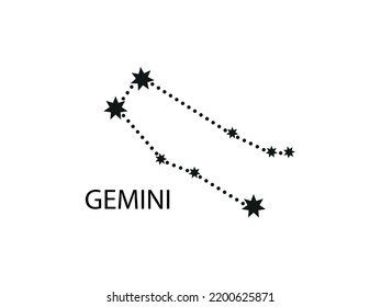 Gemini Zodiac Constellation Sky Map Horoscope Stock Vector (Royalty ...