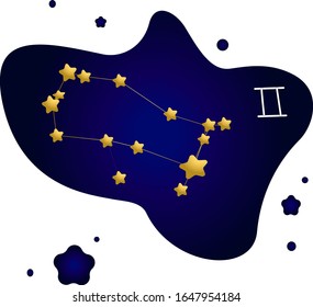 Gemini zodiac constellation vector sign. Zodiac sign of pisces.Vector illustration.