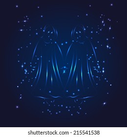 Gemini  zodiac glitter with  star 
