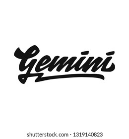 gemini zodiac hand lettering vector