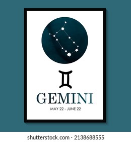 Gemini Zodiac. Gemini Zodiac Icon. Gemini constellation astrology vector illustration. Astrology Illustration