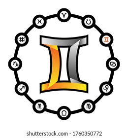 Gemini zodiac icon single image.