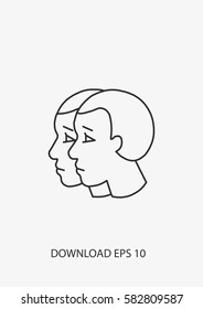 Gemini zodiac icon, Vector