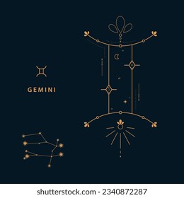 Diseño sencillo de la ilustración zodiac de Gemini