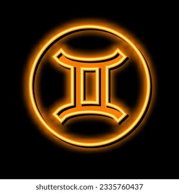 gemini zodiac neon light sign vector. gemini zodiac illustration