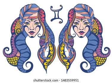 Gemini . Zodiac sign. Astrological, horoscope symbol