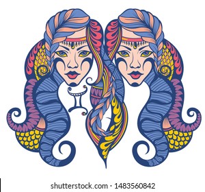 Gemini . Zodiac sign. Astrological, horoscope symbol